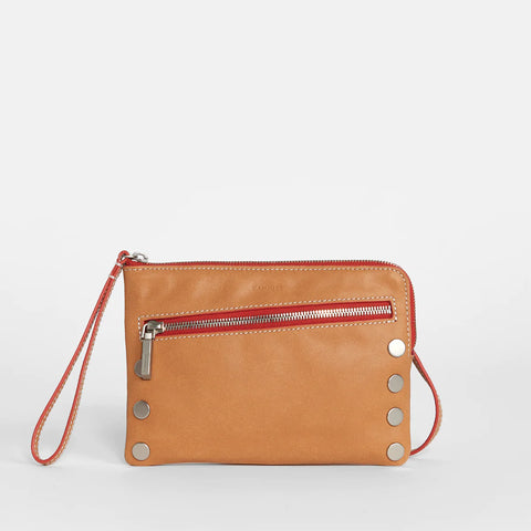 Hammitt Nash Small Croissant Tan/Brushed Silver Leather Clutch/Crossbody
