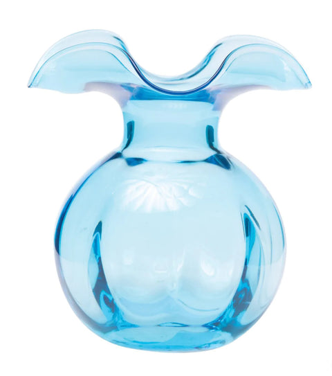 Vietri Hibiscus Glass Aqua Medium Fluted Vase