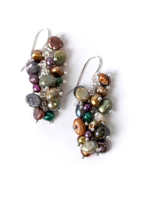 Anne Vaughan Integrity Imperfect Perfection Colorful Freshwater Pearl Statment Earrings