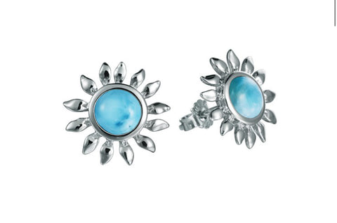 Alamea Larimar Sunflower Post Earrings