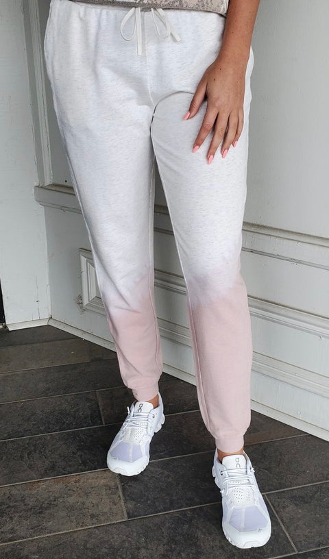 Barefoot Dreams MC Luxe Lounge Shoreline Pant in White/Soft Pink