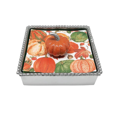 Mariposa Orange Pumpkin Beaded Napkin Box Set