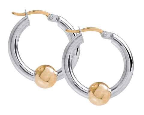 Cape Cod Sterling Silver 20mm Hoop Earrings with Gold Bead
