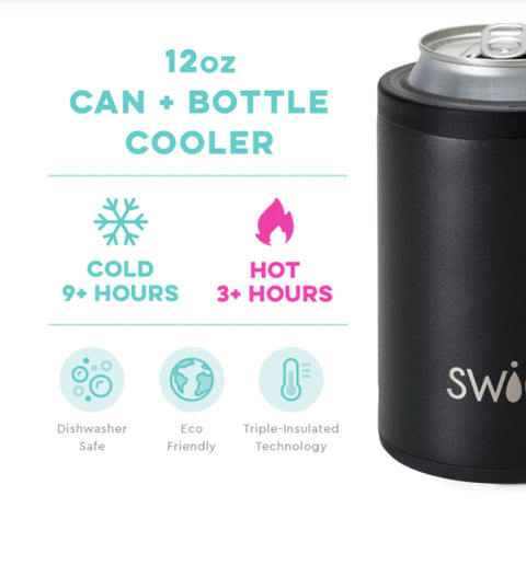 Swig Matte Black Can and Bottle Cooler 12oz