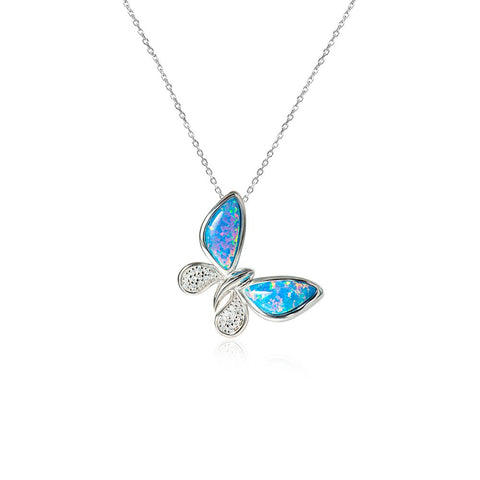 Alamea Opal Butterfly Pendant Necklace