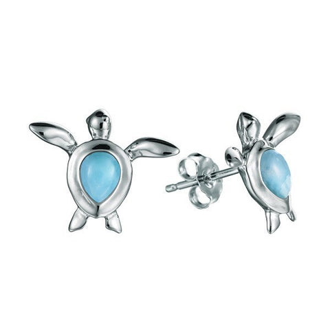 Alamea Larimar Honu (Turtle) Post Earrings