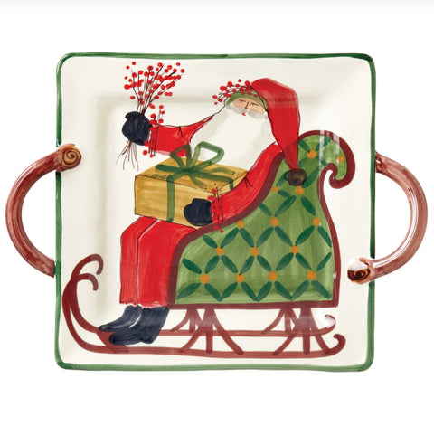 Vietri Old St. Nick Handled Square Platter
