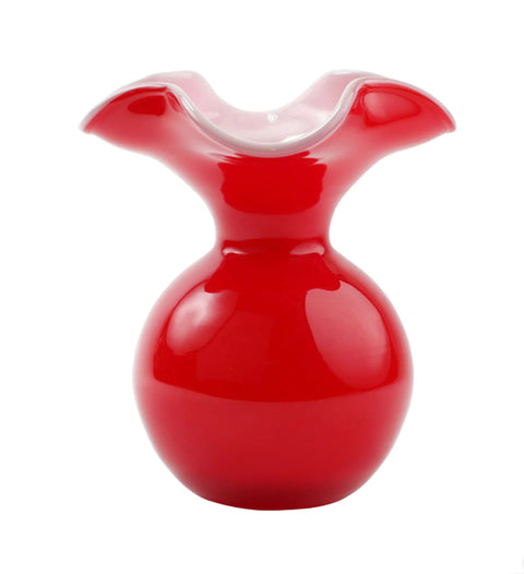 Vietri Hibiscus Glass Red Small Fluted Vase