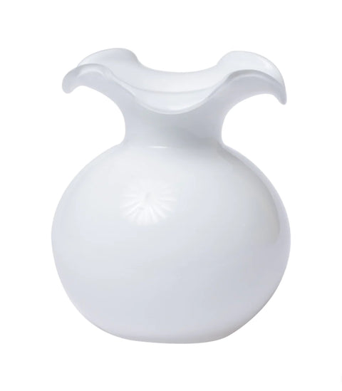 Vietri Hibiscus Glass White Small Fluted Vase