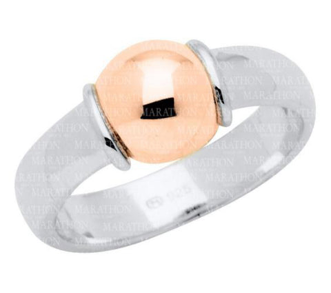 Cape Cod Sterling Silver Ring with Rose Gold Bead