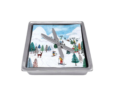 Mariposa Crossed Skis Signature Napkin Box