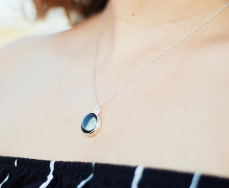Moonglow Jewelry Moon Phase Sky Light Necklace (First Quarter Waxing-1A) |  The Paper Store