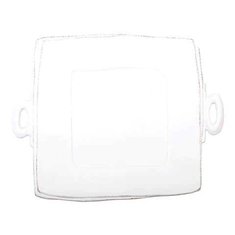 Vietri White Lastra Handled Square Platter