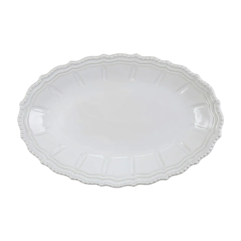 Vietri Incanto Stone White Baroque Large Oval Shallow Bowl
