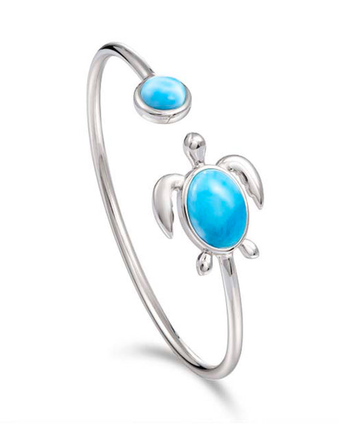 Alamea Honu (Turtle) Bangle Bracelet with Larimar