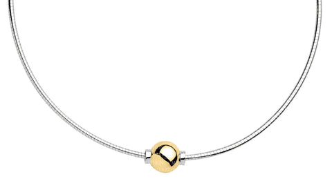 Cape Cod Necklace Sterling Silver Omega with Gold Bead