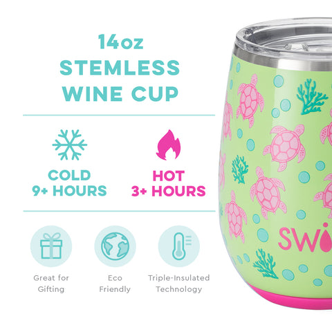 NEW Swig Sea Turtle 14 OZ Stemless Wine Cup