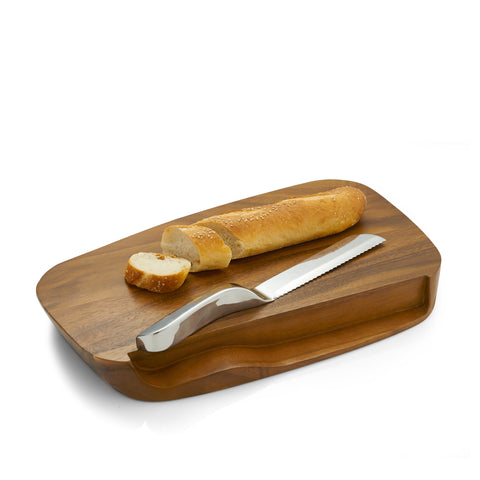 Nambe’ Blend Bread Board with Knife - 17.5"