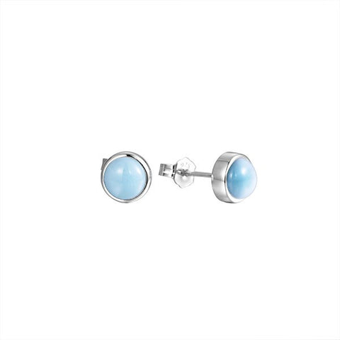 Alamea SS 8mm Larimar Stud Earrings