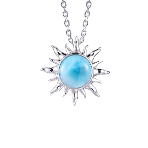lamea SS Sun Pendant Necklace With Larimar
