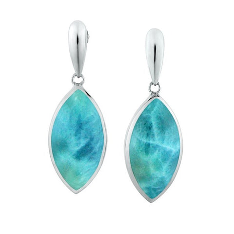 Alamea SS Leaf Larimar Earrings