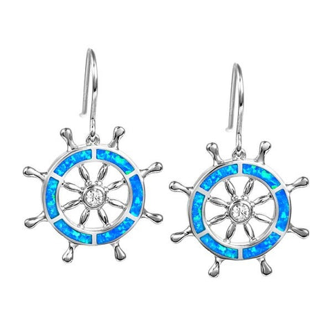 Alamea Opal Shipwheel Hook Earrings