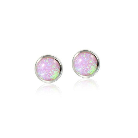 Alamea Pink Opal 9mm Round Post Earrings
