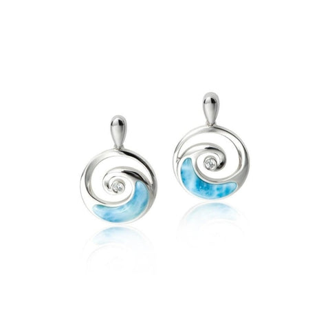 Alamea SS Larimar Wave Post Earrings with Pave