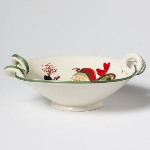 Vietri Old St. Nick Handled Scallop Bowl With Sleigh 